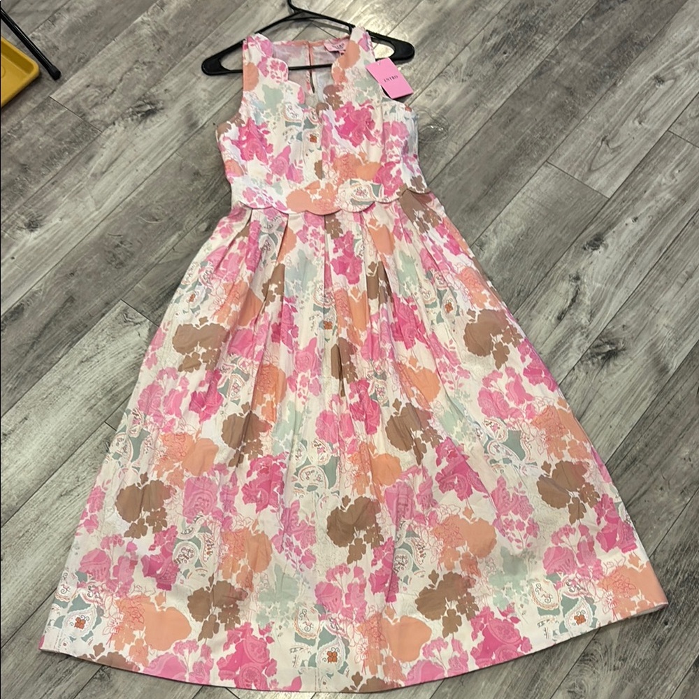 Entro Pink and Tan Floral Maxi Dress